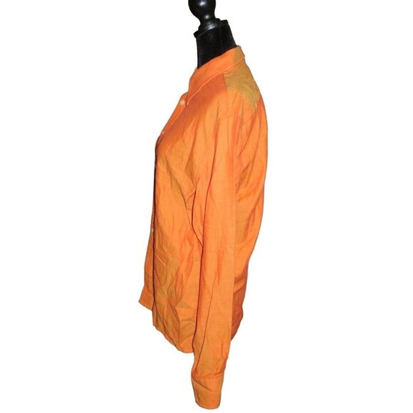 Paul Smith Vibrant Orange Italian Cotton Chevron Long Sleeve Button Up Shirt L - Picture 4 of 9